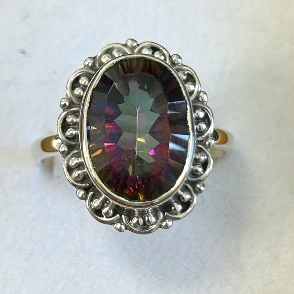 Rainbow Mystic Topaz Sterling Silver Ring Size 9 New In Box! - Picture 2 of 14